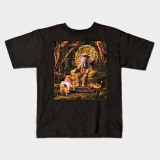 watercolor Pomeranian priest brings apples for elephant Kids T-Shirt